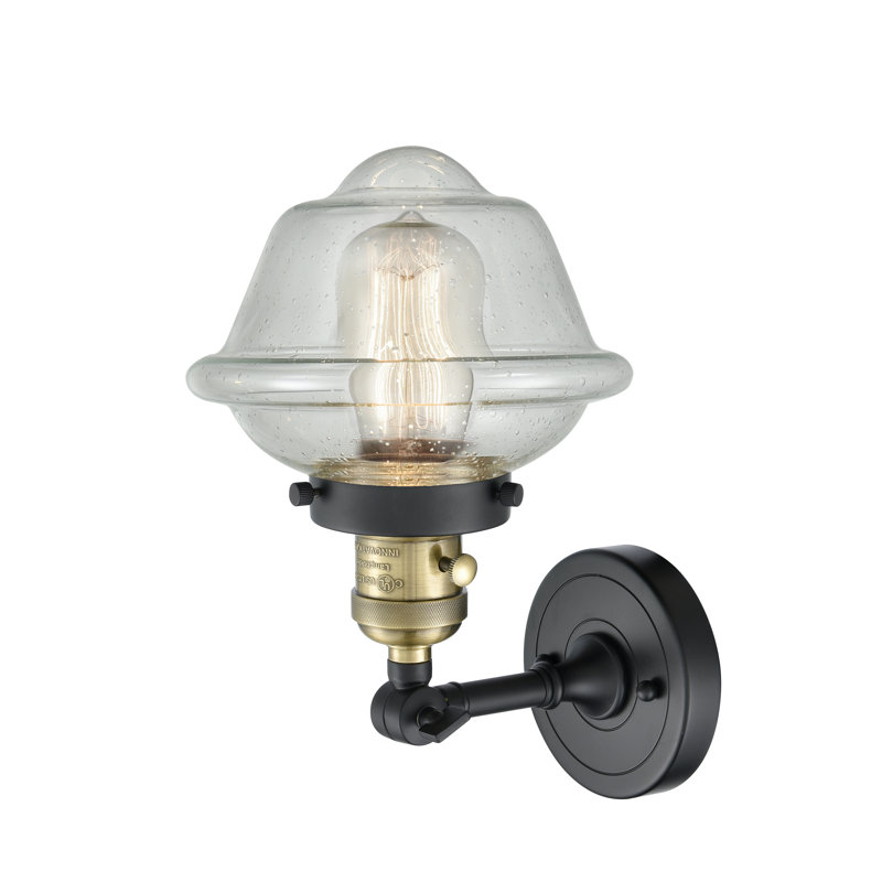 Agosto Armed Sconce, 3.5 Watt Vintage LED Bulb, Seedy, Black Antique Brass