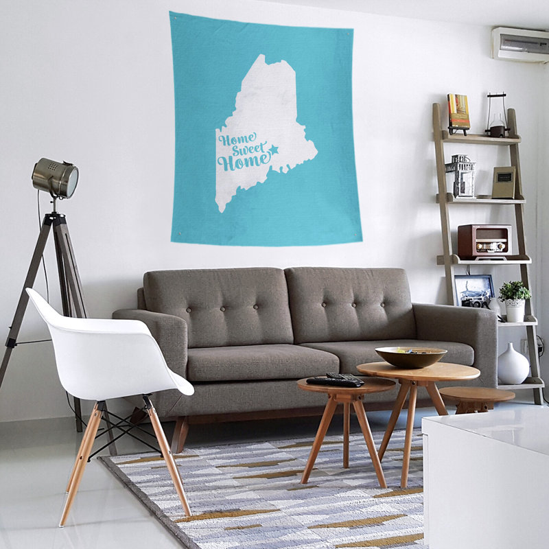 Tapisserie Home Sweet Bangor, H 104 po x l 88 po, Bleu sarcelle