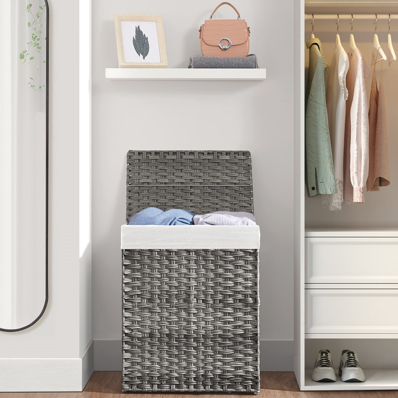 90l Clothes Hamper With 2 Removable Liner Bags, Gray