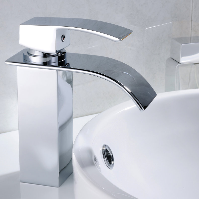 Robinet de lavabo de salle de bain - Poignée, lavabo contemporain à fixation sur comptoir à 1 trou