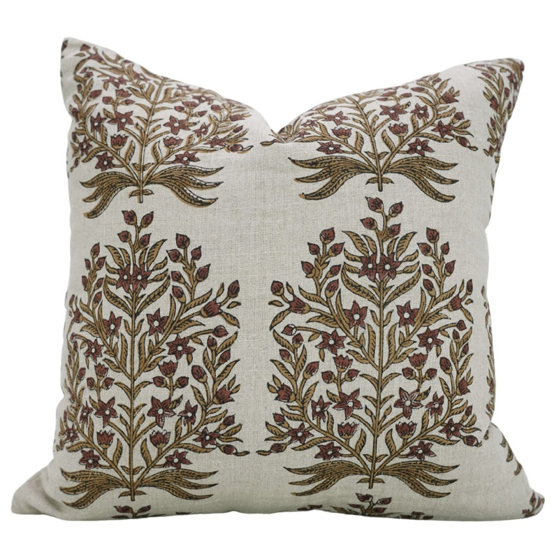 Housse de coussin réversible intérieur / extérieur Floral Linen, H 18 po x l 18 po, Carré