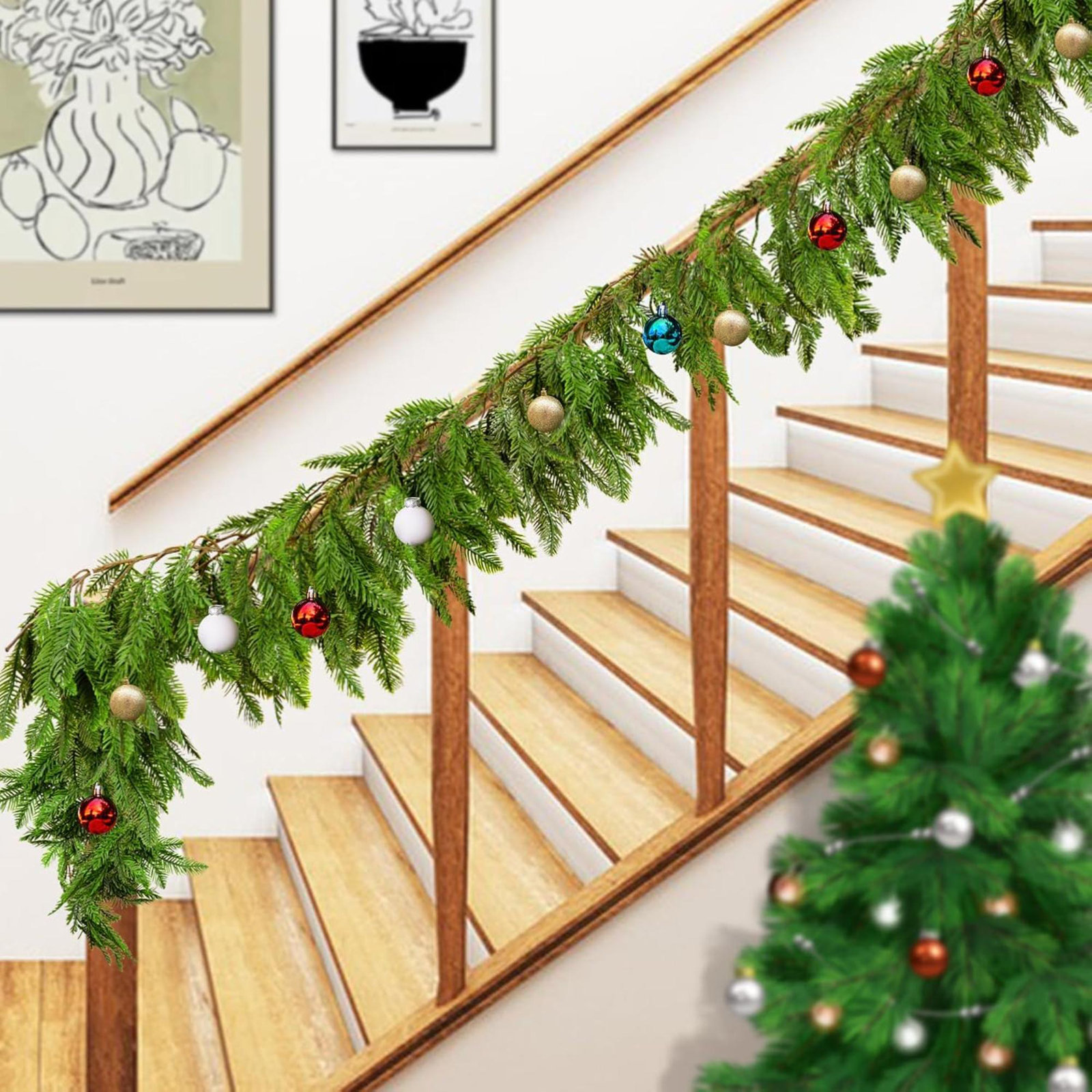 10" Dense Norfolk Pine Christmas Garland