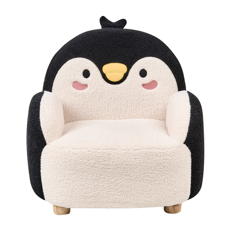 Kids Boucle Armchair Penguin FYN, Black/Brown/White