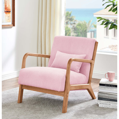Corduroy Upholstered Wooden Armchair