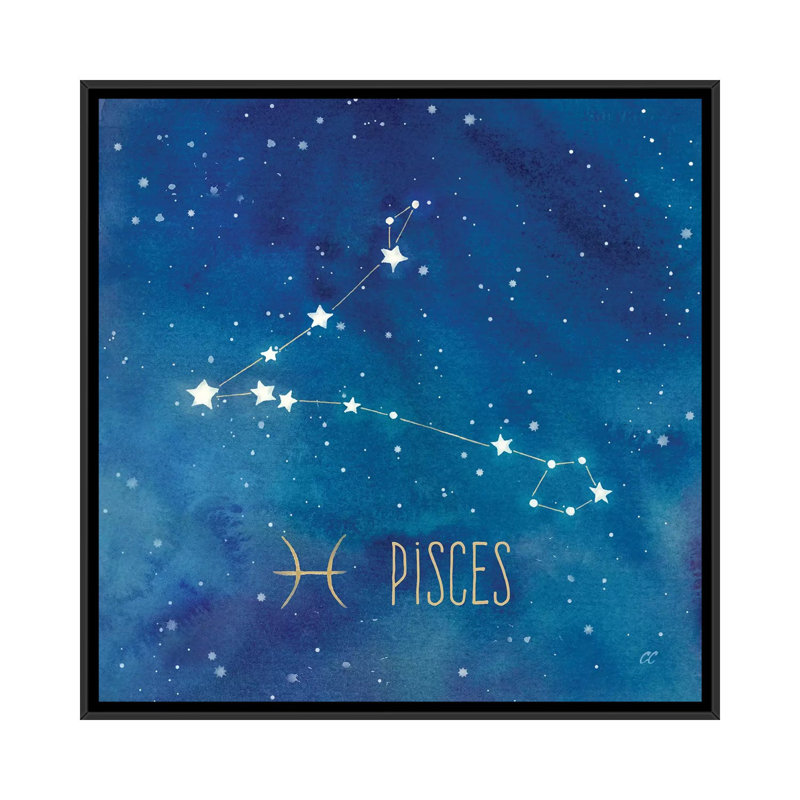 «Star Sign Pisces», impression sur toile, H 18 po x l 18 po x P 1,5 po, Toile avec cadre noir