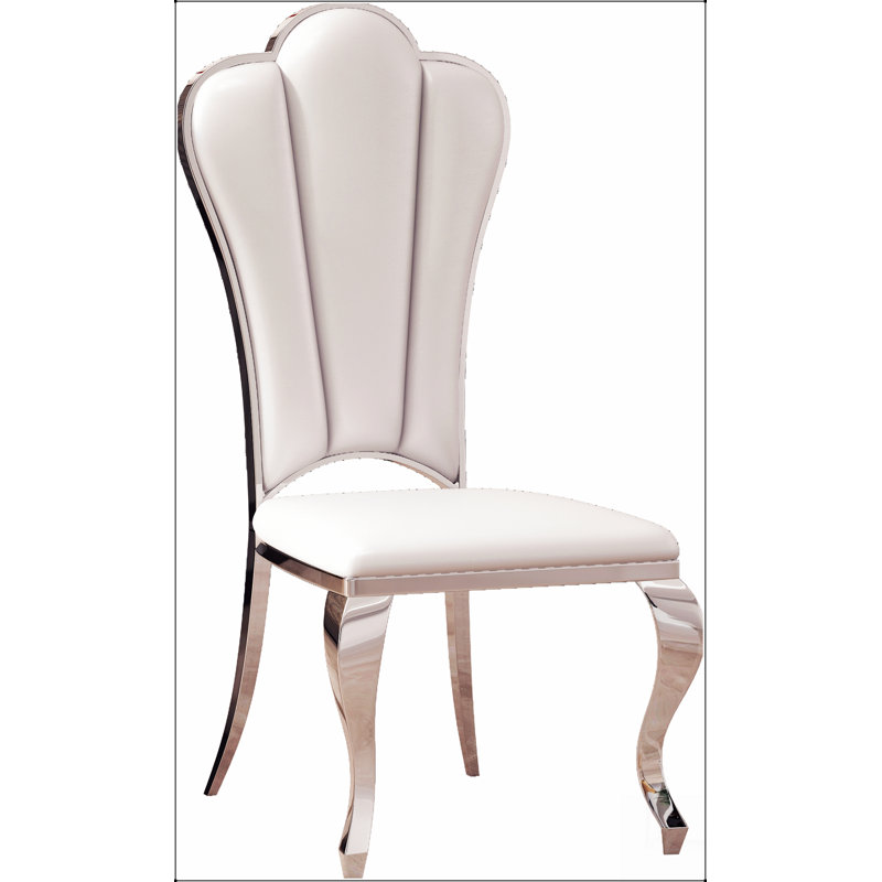 Ensemble de 2 chaises de salle à manger modernes en similicuir, dossier unique avec chaise sans accoudoirs à rayures