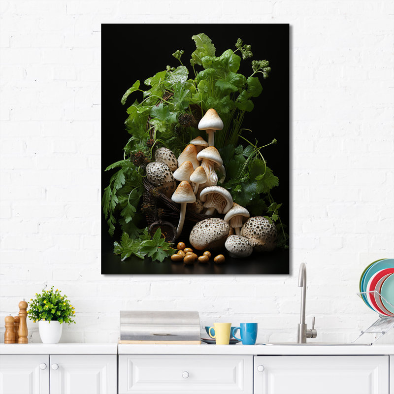 Photo de jardin d'un champignon III - art mural champignon, H 20 po x l 12 po x P 1 po