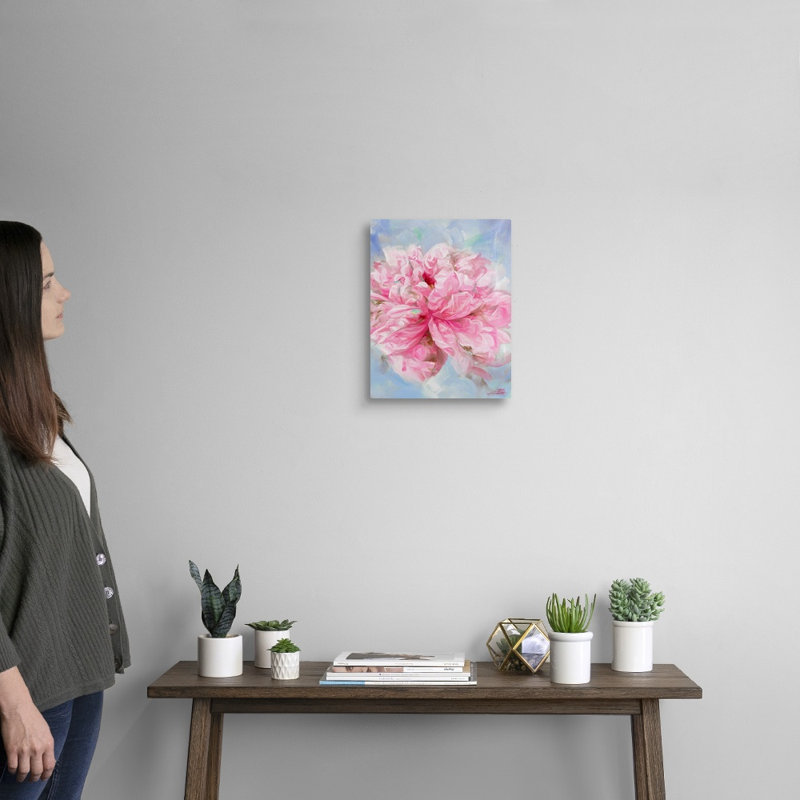 Pivoine rose II - reproduction d'art sur toile, Toile tendue, H 14 po x l 11 po x P 1,25 po