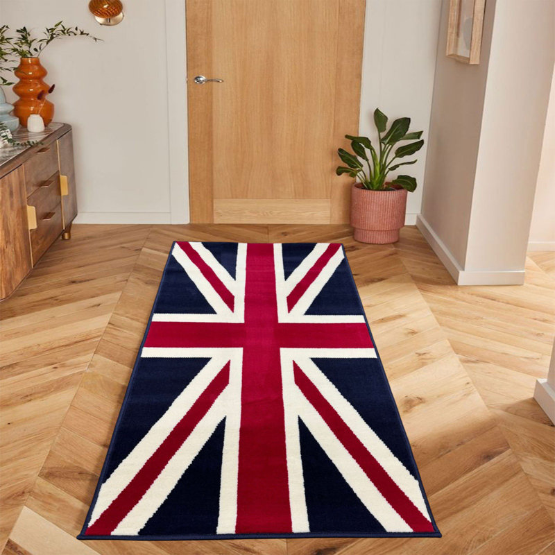 Union Jack Rug British Flag Design Durable Polypropylene Material Fade Resistant Easy Care Ideal for Large Living Room, Lounge, or Master Bedroom