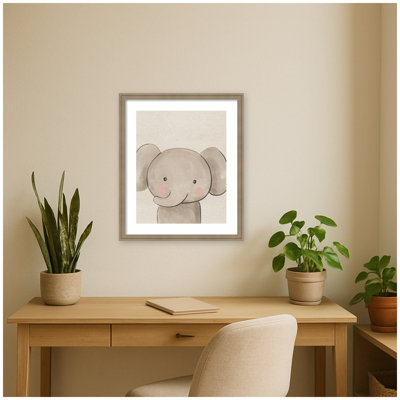 Baby Animal Elephant Natural   by The Creative Bunch Studio Framed Wall Art Print