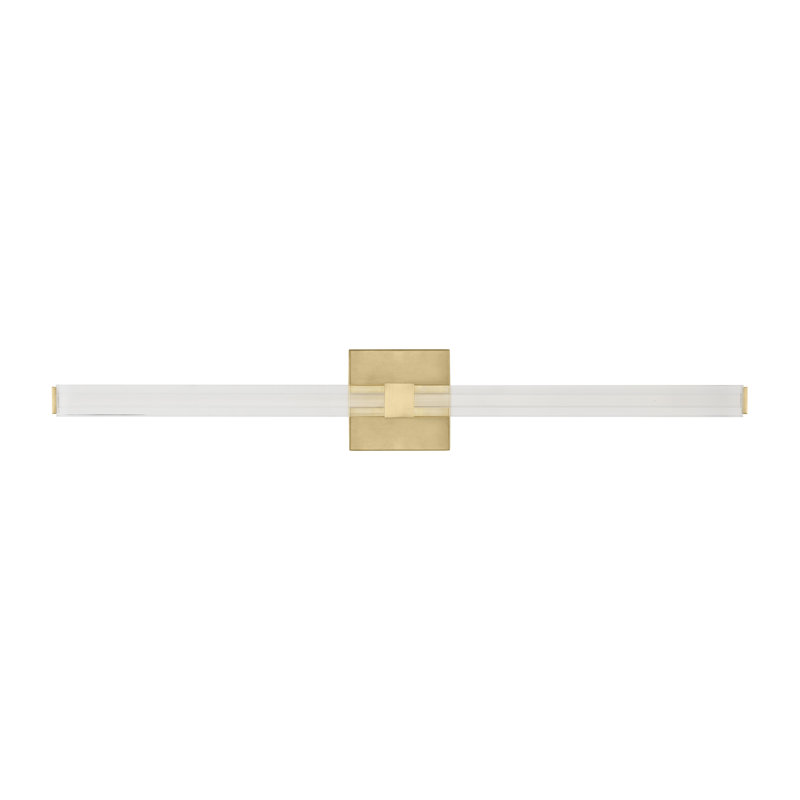 Reiya Square 1 - Light LED Vanity Light, Hand-Rubbed Antique Brass, 4.5" H x 30" W x 2.8" D