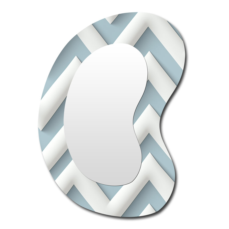 «Eustashe Monochromatique Chevron Motion», miroir décoratif de forme unique à chevrons, grand miroir mural Glam Freeform, impression sur métal