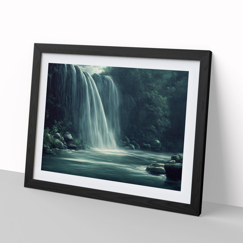 Iconic Waterfall - Single Picture Frame Print, Black, 46cm H x 64cm W