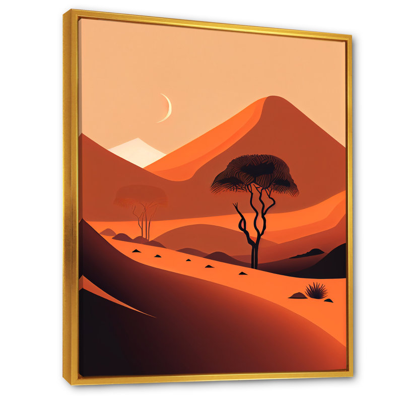 Arbre simple dans les montagnes en terre cuite V - impression, H 44 po x l 34 po x P 1,5 po, Toile avec cadre flottant or