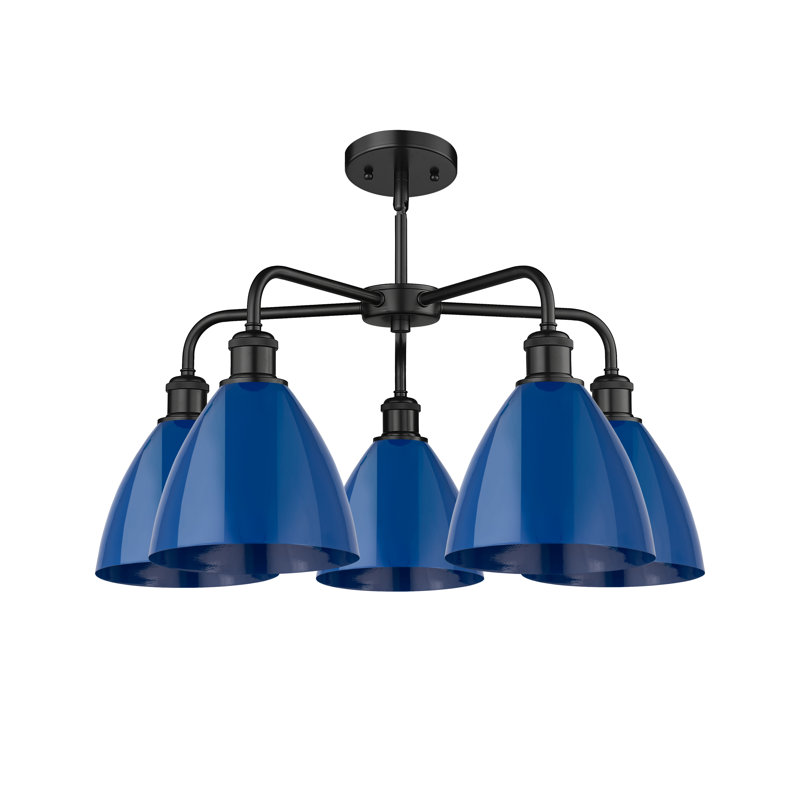 Lustre en dôme à 5 lumières Trickett, Bleu, Noir mat