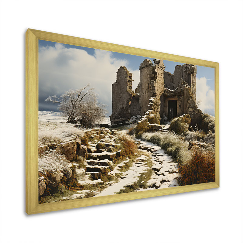 " Castles Winter Beauty ", Gold Single Picture Framed, 12" H x 20" W x 1" D