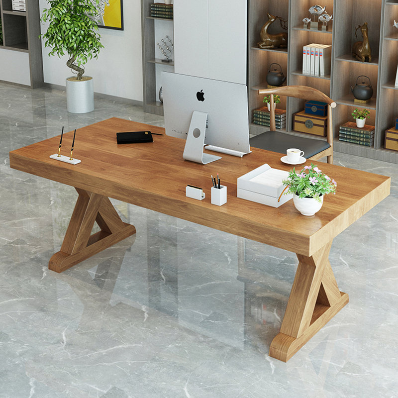 Grande table de bureau moderne tout en bois massif, H 29,53 po x l 70,87 po x P 27,56 po