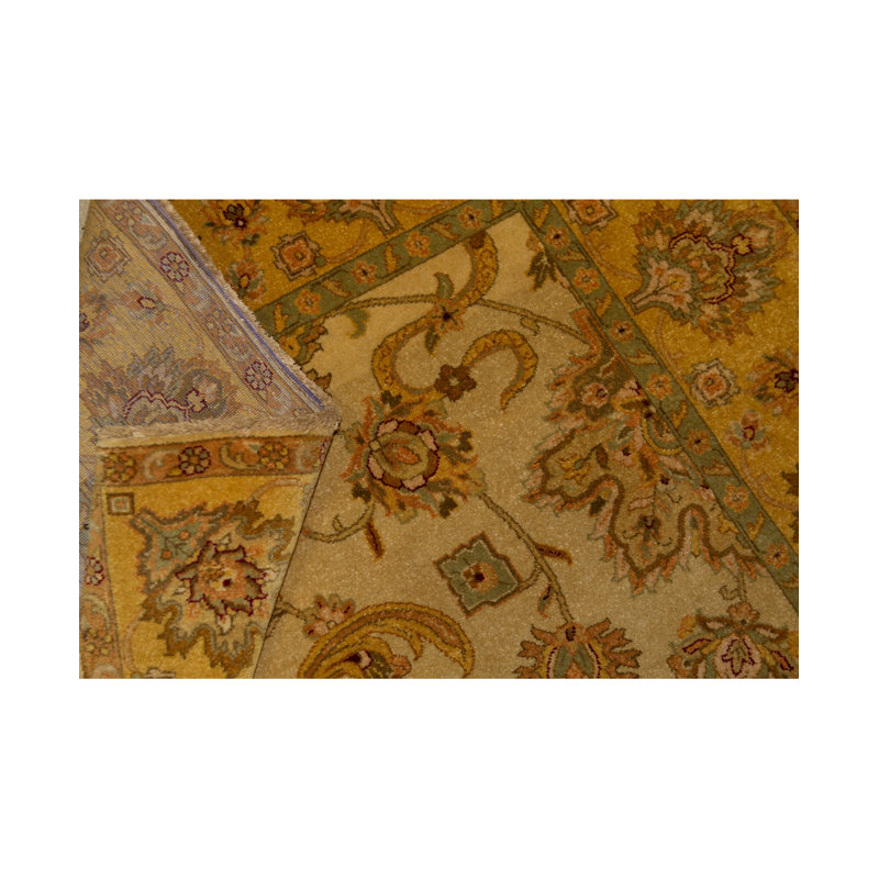 Tapis crème et doré noué à la main de haute qualité