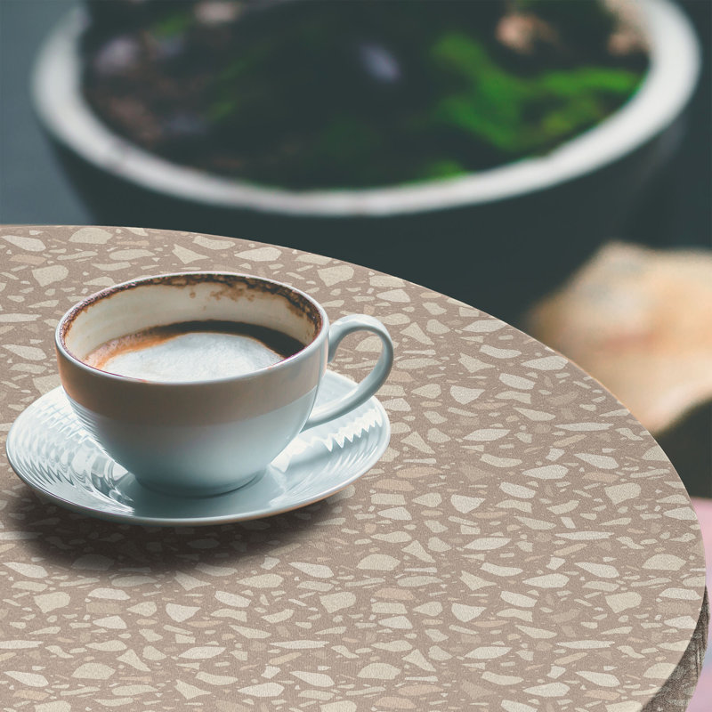 East Urban Home Stones Fitted Round Tablecloth Warm Taupe and Eggshell, 51.97" Round