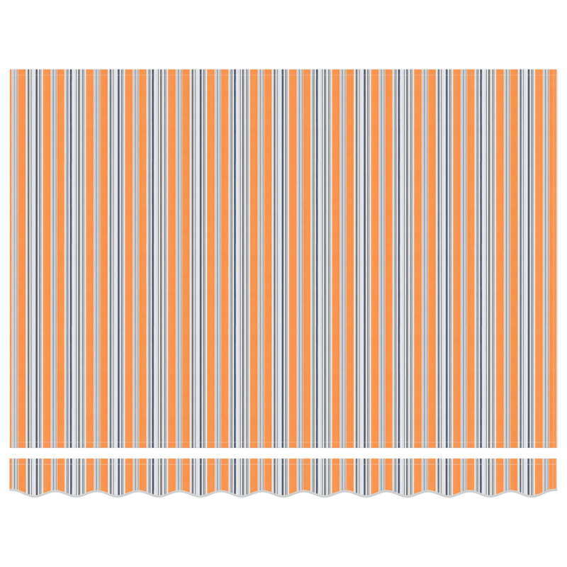 VidaXL Polyester Cover Retractable Patio Awning, 350cm W x 250cm D, Striped, Blue/Orange/White