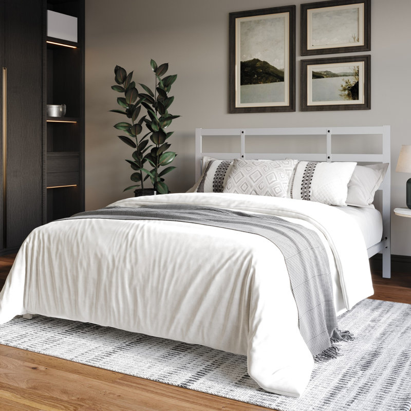 Adylan Metal Platform Bed, White, King
