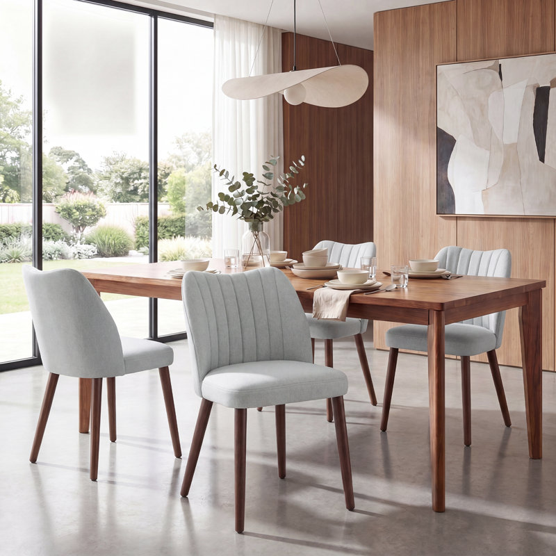 46.4cm H Fabric Upholstered Upholstered Back Side Chair in Camel, Light Grey