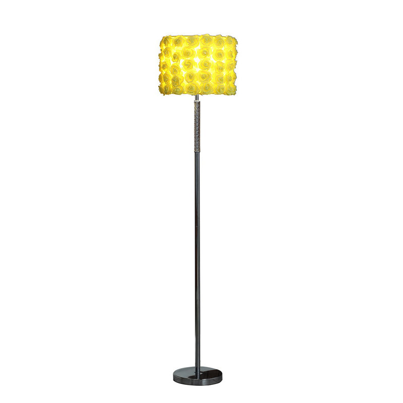 Lampe sur pied 63 pouces en acrylique rose / métal, Jaune
