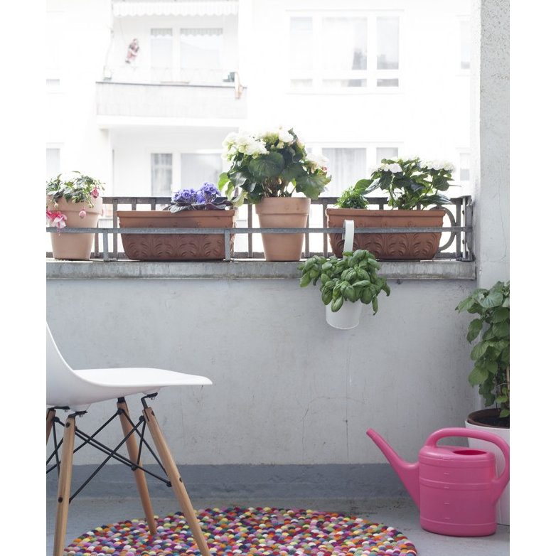 Round Lotte Geometric Wool Hand Woven Area Rug, Round 70cm