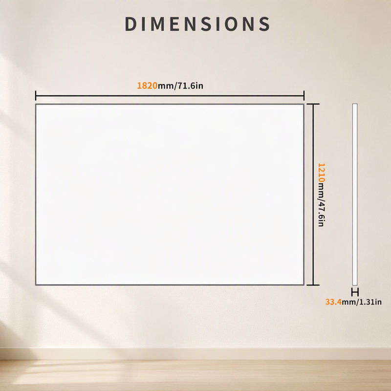 Miroir de salle de bain surdimensionné avec plateau mural amovible, miroir mural horizontal horizontal suspendu en aluminium, miroir complet pour le salon de la chambre à coucher, or, 72 po x 48 po