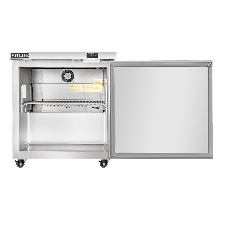VITLIFE 29" W Commercial Under Counter Refrigerator, 7.3 Cu.ft, 1 Door,Stainless Steel Worktop Under counter Fridge for Restaurant, Bar, Shop