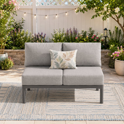 2-Person Modular Aluminum Patio loveseat, Grey