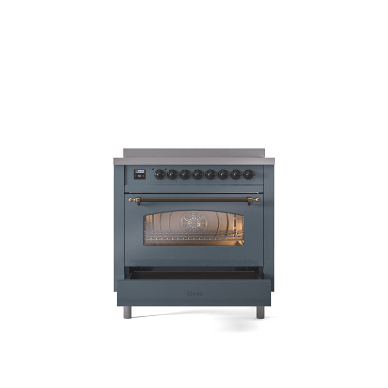 ILVE Nostalgie II 36 in Induction Range, Blue Gray/Bronze