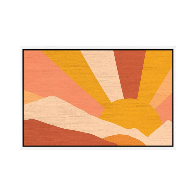Retro Rainbow Landscape II - Print on Canvas, 66.04 cm H x 45.72 cm W, White Framed