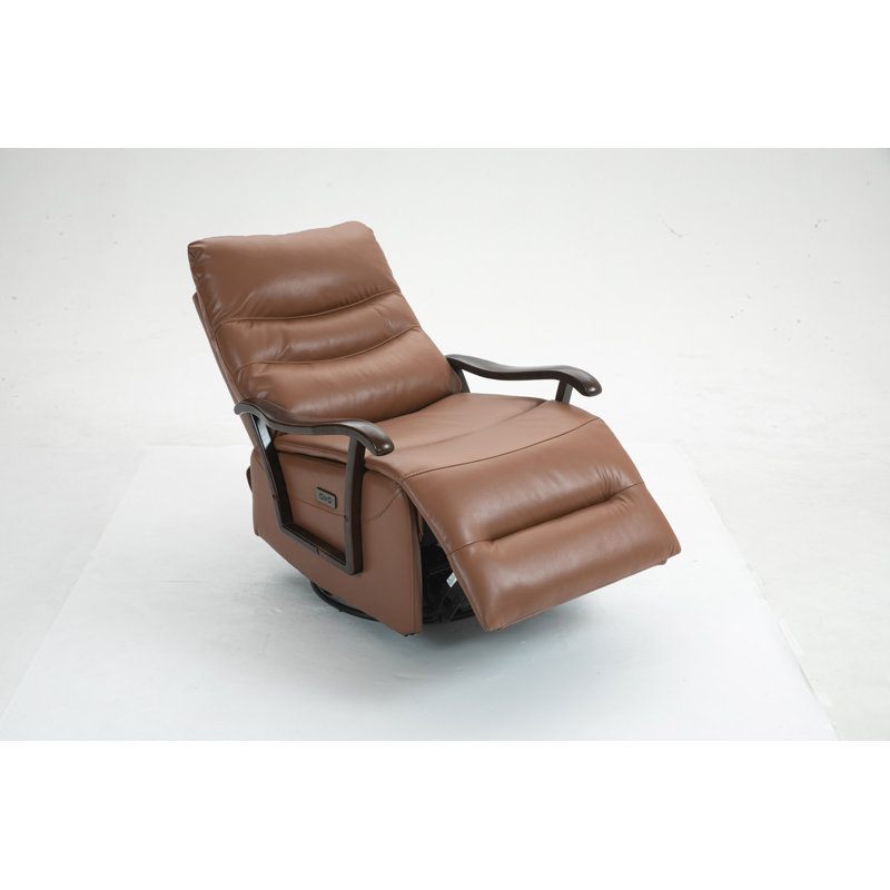 Fauteuil inclinable en similicuir de 31,5 po de large Oganes, Similicuir caramel