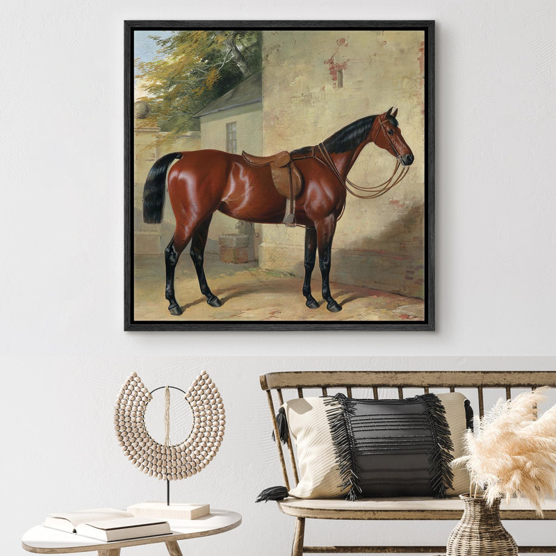 «Majestic Chestnut Horse», reproduction d'art sur toile, Toile noire, H 16 po x l 16 po