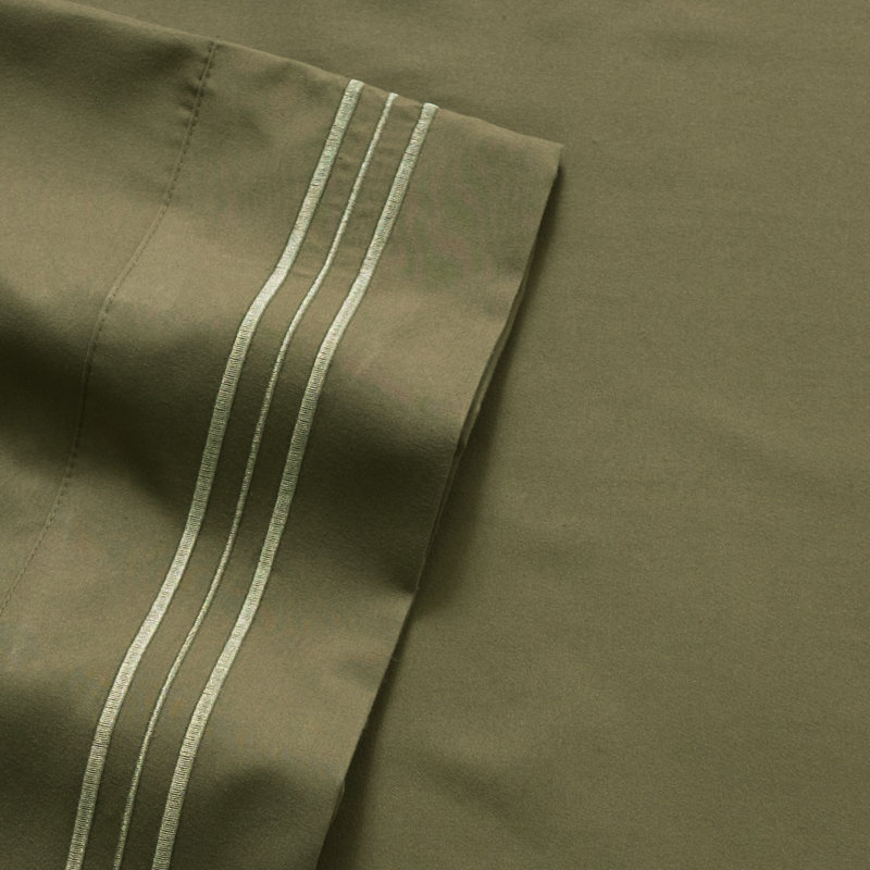 Luxurious Classic Soft Solid 1800 Series Microfiber Sheet Set, Various Colors and Sizes, Queen, Olive