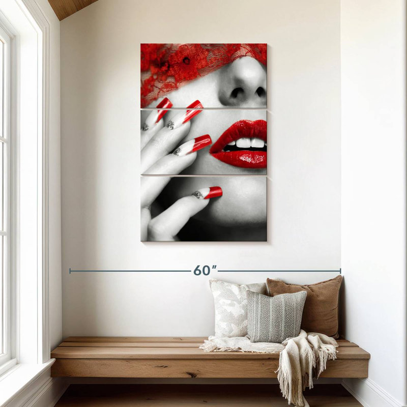 Red Lips And Nails Pop, 45" H x 28" W