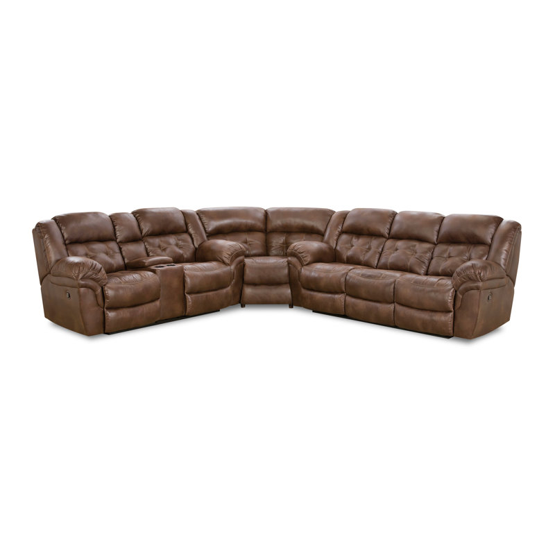 Teandrea Power Reclining Console Sectional, Espresso