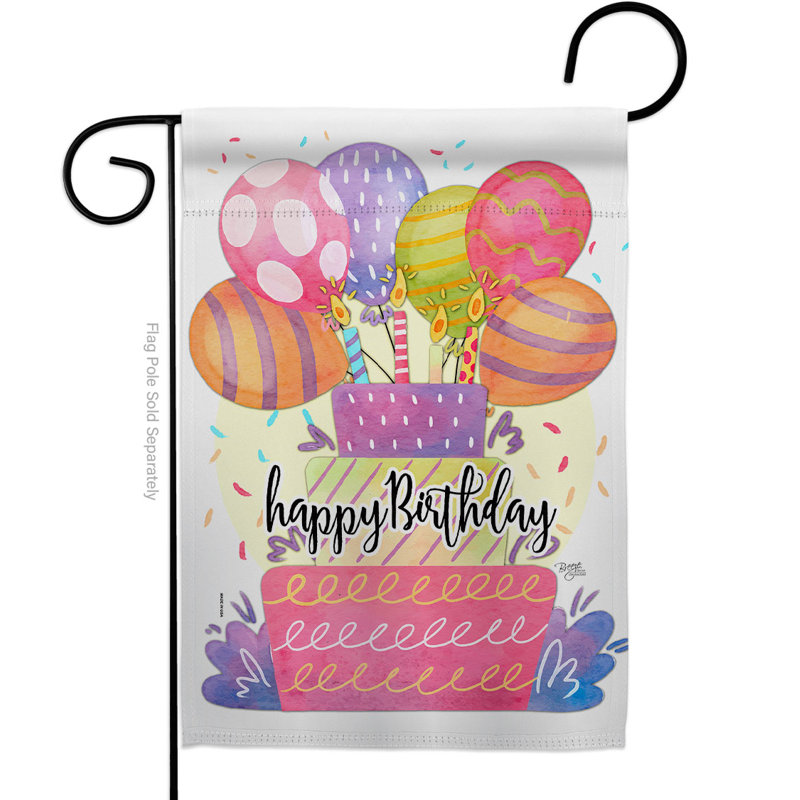 Double Sided Polyester Birthday Garden Flag, 18.5" H x 13" W