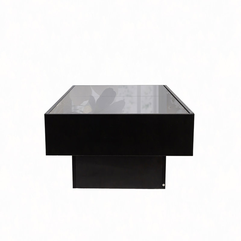 Table basse avec plateau coulissant, table centrale avec compartiment de rangement caché, table extensible pour le salon
