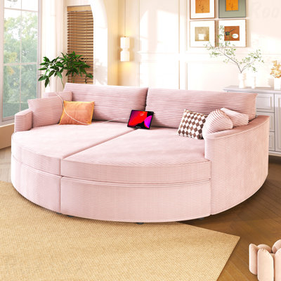 102.3" Oversized Double Chaise Lounge Sofa Bed - Extra Deep Seat, USB Ports, Upholstered Loveseat