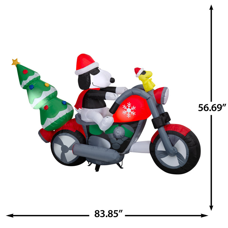 Lumière de Noël Airblown - Snoopy et Woodstock sur une moto avec des DEL - valeur ajoutée - arachides