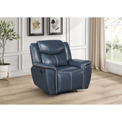Romanson Upholstered Padded Arm Recliner Chair Blue