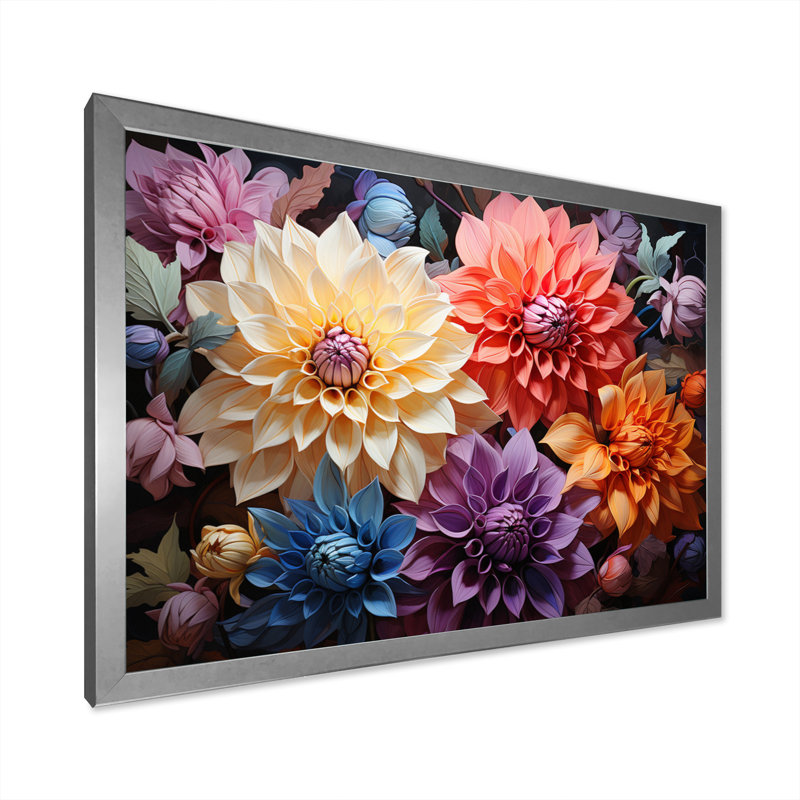 Dahlia Dreams II sur impression sur toile, Cadre simple argenté, H 16 po x l 32 po x P 1 po
