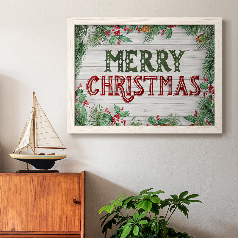 Verdure de Noël encadrée sur toile, H 18 po x l 26 po x P 1,5 po, Blanc