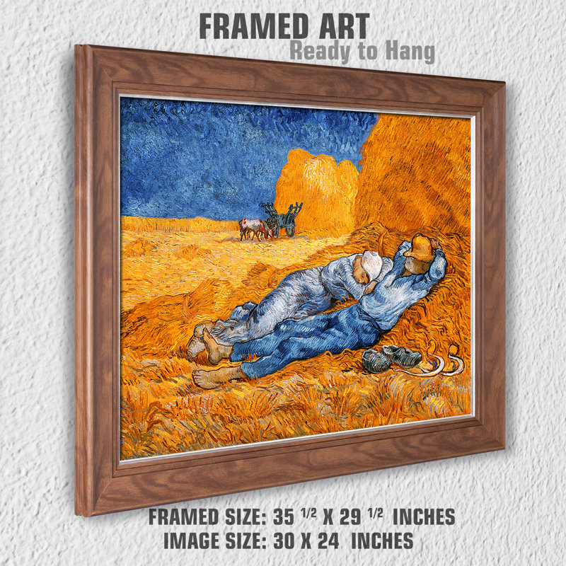 «Noon Rest From Work» par Vincent Van Gogh, reproduction sur toile, H 29,5 po x l 35,5 po x P 0,75 po, Toile avec cadre brun