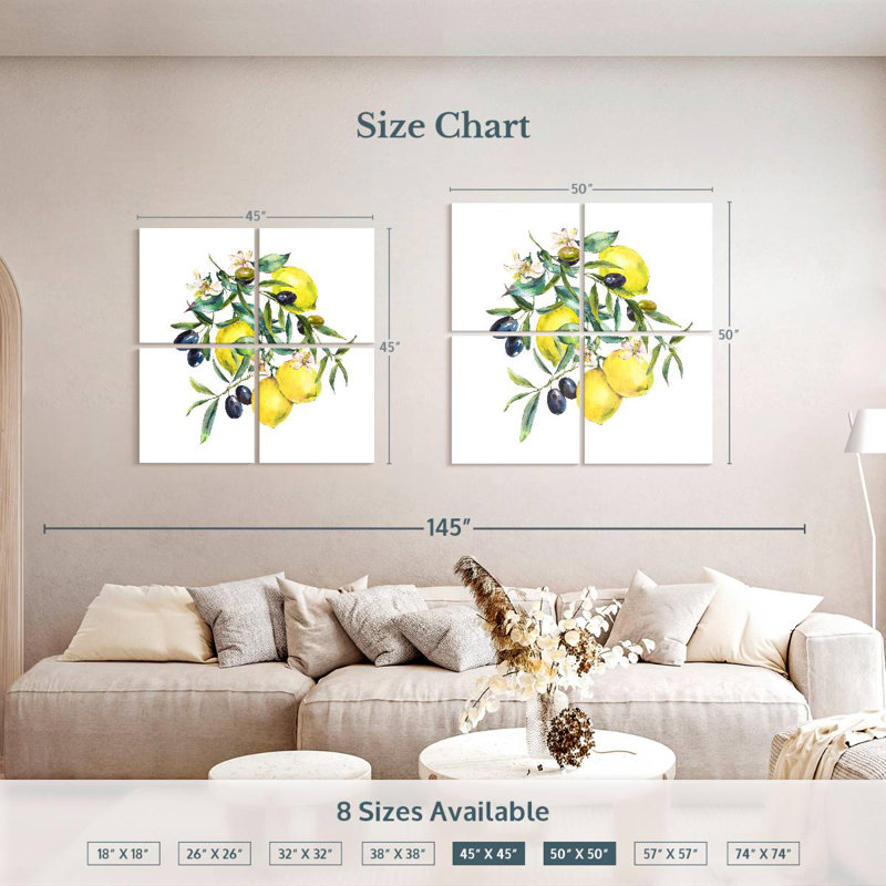 Yarlin Summer Olives And Lemons, 50" H x 50" W