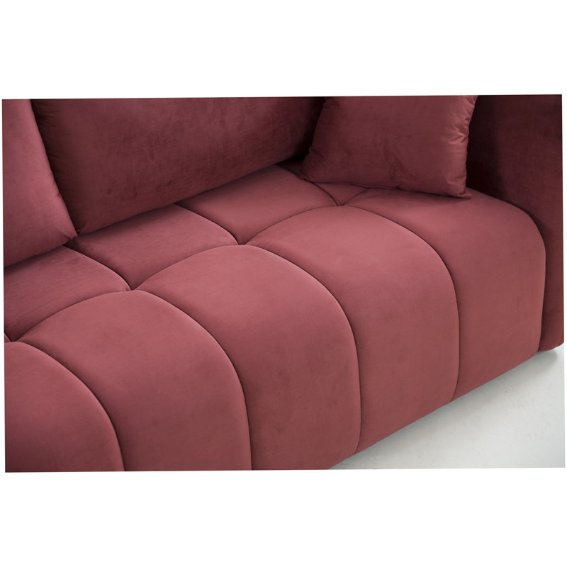 Vicente 85'' Modern Fabric Upholstered 3-Seater Sofa, Red Wine Fabric