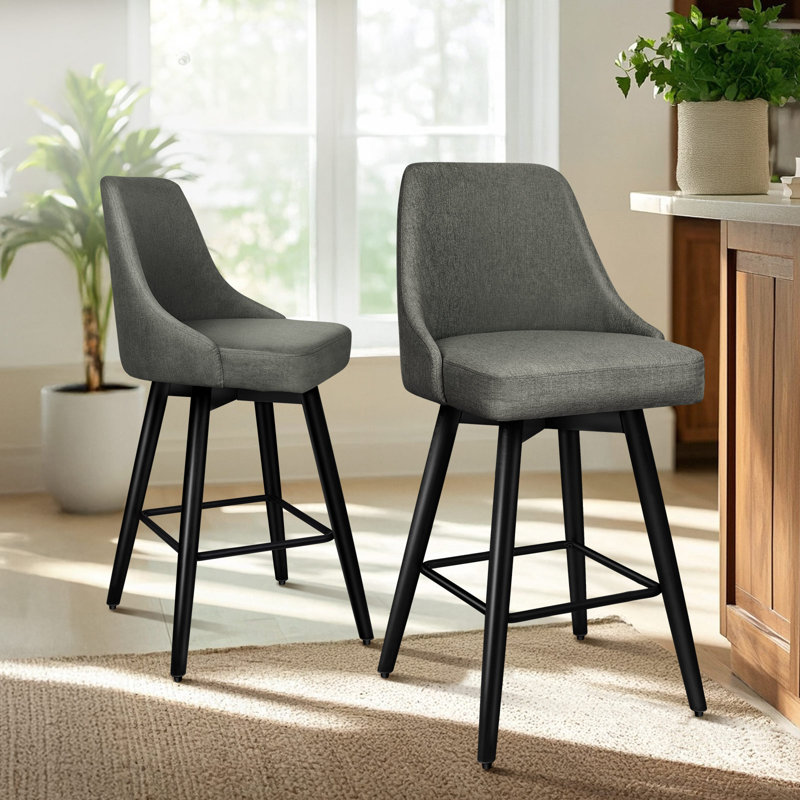 Keensburg Swivel Upholstered Counter Stool, Dark Grey