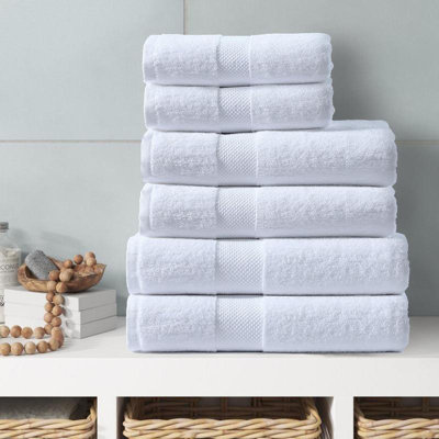 600GSM White Hand Towel, Bath Towel & Bath Sheet Hotel Quality Towel Set 100% Combed Cotton Ultra Soft & Highly Absorbent